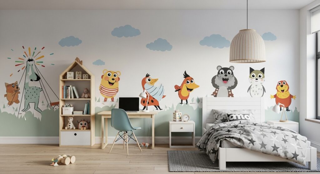 Add Creative Wall Murals for Playful Themes.