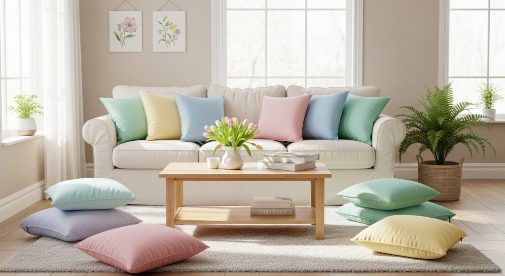 Use Light Pastel Cushions to Create Soft Charm